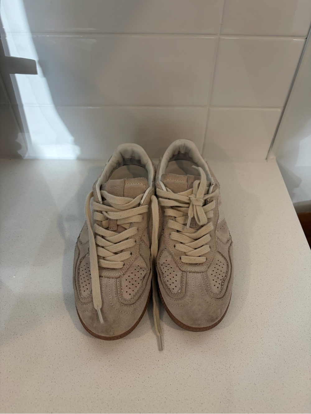 ALOHAS Beige Suede Lace-Up Sneakers - Picture 2 of 6